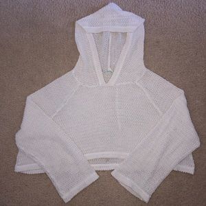 Urban Outfitters cropped woven white hoodie. Small